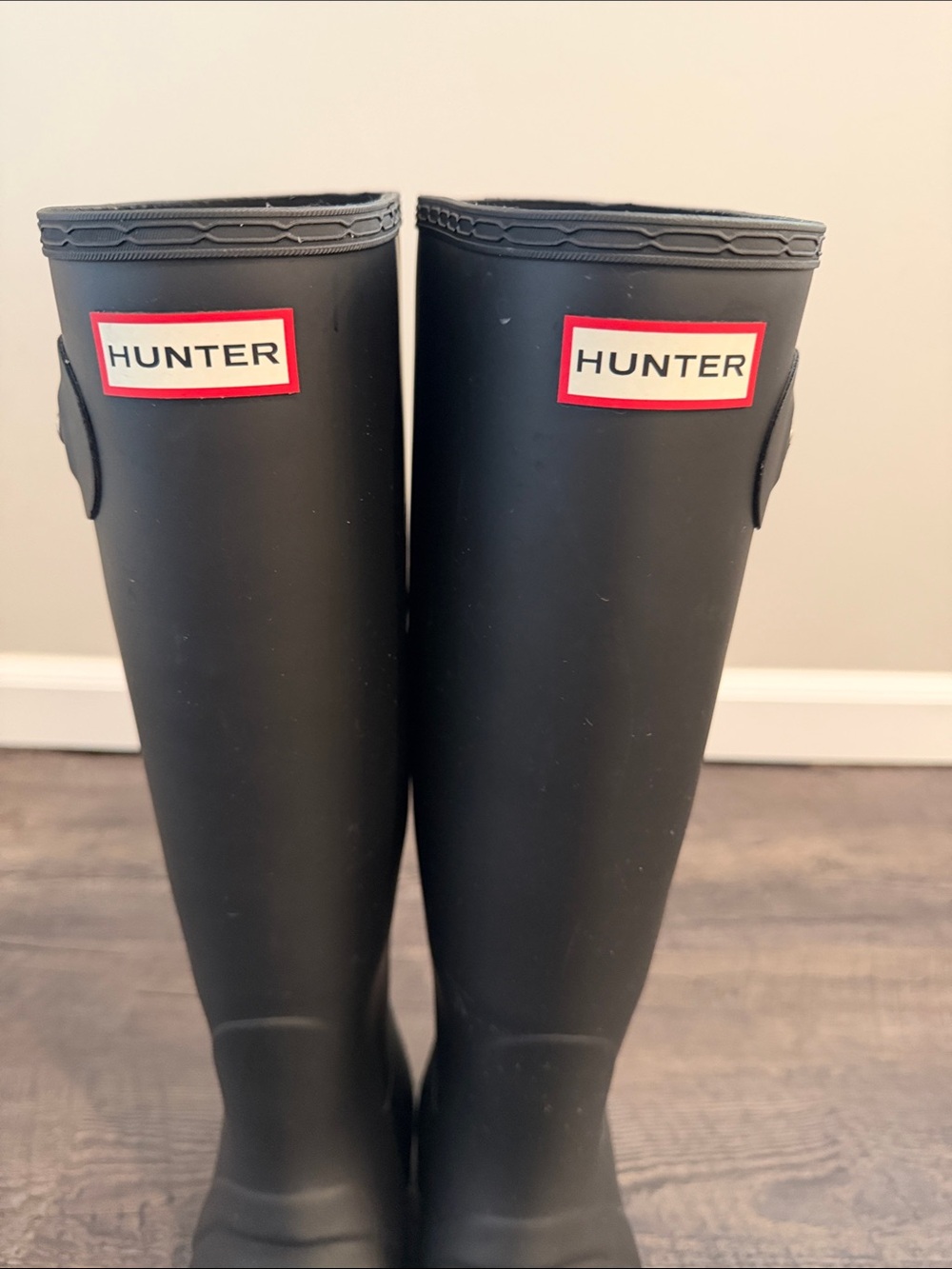 Hunter Women's 10 Matte Black Original Wellington Tall Waterproof Rain Boots - Picture 2 of 10